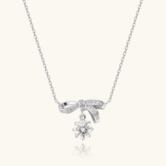 Dazzling Bow Pendant Necklace